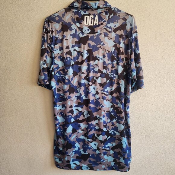 Oahu Golf Shirt Mens XS Blue Brown Camo Pattern Performance Polo Lightweight - Picture 7 of 10